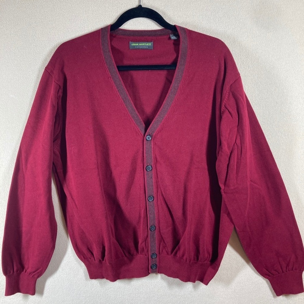 Vintage John Bartlett Consensus Grandpacore Cardigan Sz XL Red Classic Academia